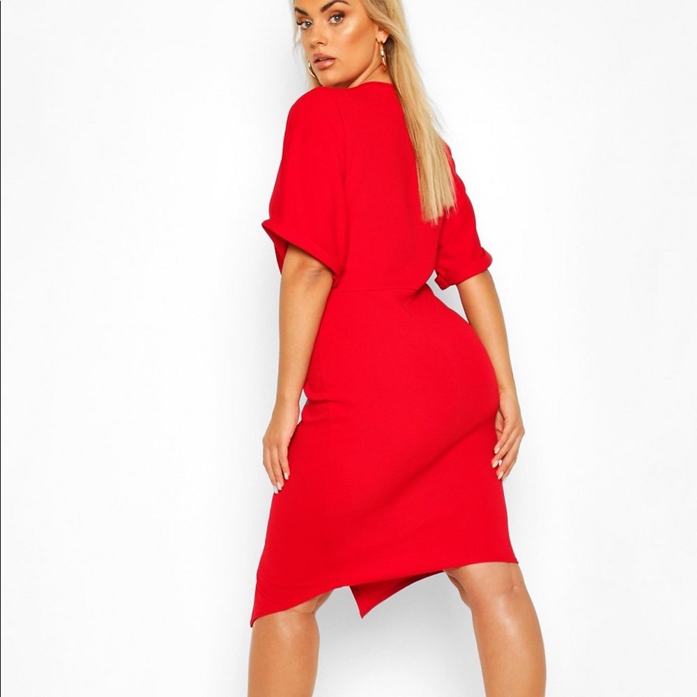 Plus size red midi dress boohoo new with tags